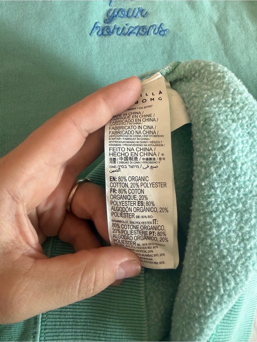 Billabong x Wrangler Mint Green Crewneck with Blue Script - Picture 8 of 8